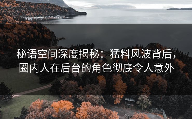 秘语空间深度揭秘：猛料风波背后，圈内人在后台的角色彻底令人意外
