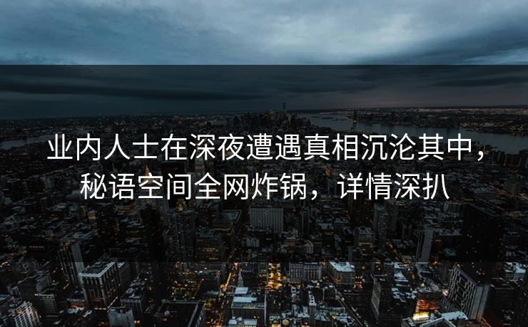 业内人士在深夜遭遇真相沉沦其中，秘语空间全网炸锅，详情深扒