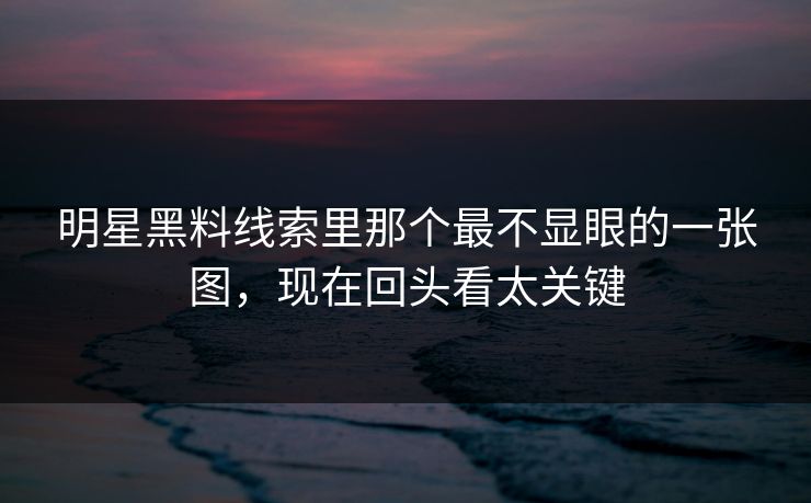 明星黑料线索里那个最不显眼的一张图,现在回头看太关键 明星黑料线索里那个最不显眼的一张图,现在回头看太关键